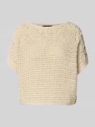 Oui Strickpullover mit U-Boot-Ausschnitt und 1/2-Arm in Ecru, Größe 34