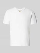 Superdry T-Shirt aus Baumwoll-Leinen-Mix mit V-Ausschnitt in Offwhite,...