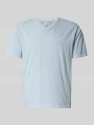 Superdry T-Shirt aus Baumwoll-Leinen-Mix mit V-Ausschnitt in Rauchblau...