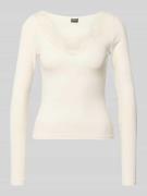 Gina Tricot Longsleeve mit V-Ausschnitt und Spitze in Offwhite, Größe ...