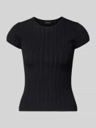 Guess T-Shirt in Pointelle-Optik mit Rundhalsausschnitt in Black, Größ...