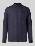 Guess Regular Fit Leinenhemd mit Kentkragen und Brusttasche in Marine,...