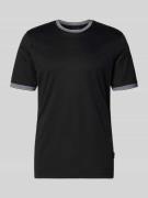 bugatti T-Shirt mit Rundhalsausschnitt in Black, Größe L