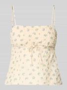 REVIEW Babydoll-Top aus Seersucker mit Schnürung in Offwhite, Größe L