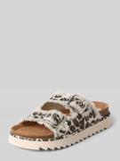 Tamaris Chunky Pantoletten mit Fransen in Beige, Größe 36