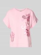 Milano Italy T-Shirt aus Viskose-Mix mit Pailletten in Rosa, Größe L