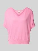 Milano Italy Strickshirt aus Baumwoll-Leinen-Mix mit V-Ausschnitt in P...