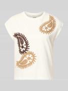 Stefanel T-Shirt mit Rundhalsausschnitt und Stitchings in Weiss, Größe...