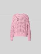 Juvia Relaxed Fit Pullover mit Lochmuster in Pink, Größe L