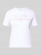 Guess Activewear T-Shirt mit Strasssteinbesatz Modell 'SIENA' in Weiss...