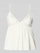 Gina Tricot Trägertop mit V-Ausschnitt und Nieten in Offwhite, Größe L