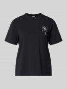Vila T-Shirt mit Stitching Modell 'NORA' in Black, Größe L