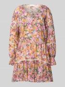 WATERCULT Knielanges Kleid aus reiner Viskose im Stufen-Look in Pink, ...