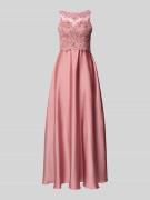 Laona Abendkleid mit floralem Spitzenbesatz in Rose, Größe 32