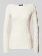 Emporio Armani Longsleeve mit U-Boot-Ausschnitt in Weiss, Größe M