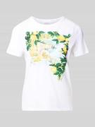 Marc Cain T-Shirt mit Motiv-Print und Rundhalsausschnitt in Weiss, Grö...