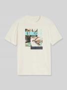 Tom Tailor Regular Fit T-Shirt aus reiner Baumwolle in Offwhite Melang...