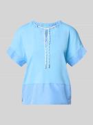 Marc Cain T-Shirt mit Tunikakragen und Kordelzug in Sky, Größe 34