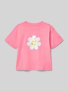 GAP T-Shirt mit Paillettenbesatz in Neon Pink, Größe 104