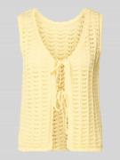 ICHI Strickweste mit Schnürung Modell 'DOSIA' in Pastellgelb, Größe L
