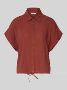 Mustang Regular Fit Bluse aus Viskose-Leinen-Mix mit Tunnelzug in Rost...