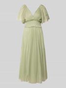 LACE & BEADS Midikleid mit Smok-Details und V-Ausschnitt in Hellgruen,...