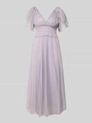 LACE & BEADS Midikleid mit Smok-Details und V-Ausschnitt in Flieder, G...