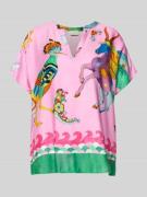 Milano Italy Blusenshirt aus Viskose im Allover-Look in Pink, Größe 36