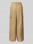 Weekend Max Mara Wide Leg Cargohose aus reinem Leinen in Sand, Größe 3...