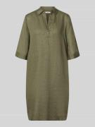 0039 Italy Knielanges Leinenkleid mit V-Ausschnitt Modell 'HOLLIE' in ...