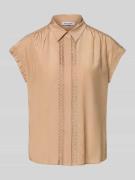 More & More Regular Fit Bluse mit verdeckter Knopfleiste in Taupe, Grö...