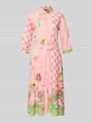 Smith and Soul Hemdblusenkleid mit Bindegürtel und 3/4-Arm in Pink, Gr...