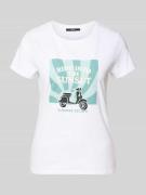 Zero T-Shirt mit Motiv-Print und Rundhalsausschnitt in Weiss, Größe 34