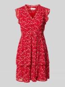 Apricot Minikleid mit floralem Allover-Print in Hellrot, Größe L