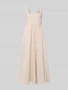 comma Midikleid aus Baumwoll-Mix mit Karree-Ausschnitt in Beige, Größe...