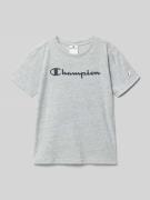 CHAMPION T-Shirt aus reiner Baumwolle in Mittelgrau Melange, Größe 140