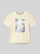 Boss Regular Fit T-Shirt aus Baumwoll-Mix in Sand, Größe 140