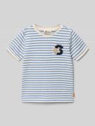 Steiff T-Shirt mit Motiv-Stitching und Rundhalsausschnitt in Blau, Grö...