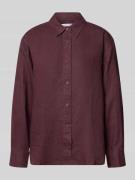 Samsøe Samsøe Regular Fit Leinenbluse mit Knopfleiste in Bordeaux, Grö...