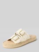Espadrij Sandalette mit Dornschließen Modell 'CLAQUETTE LIN' in Offwhi...