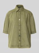 Marc Cain Jeansbluse mit Fransensaum und 1/2-Arm in Oliv, Größe 34