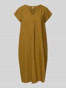 Soyaconcept Knielanges Leinenkleid mit V-Ausschnitt Modell 'Ina' in Kh...