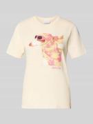 comma T-Shirt mit Motiv-Print in Offwhite, Größe 34