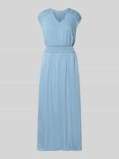 MOS MOSH Maxikleid mit Kappärmeln und Smok-Details Modell 'Paola' in H...