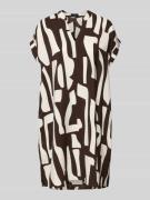 OPUS Knielanges Kleid mit Tunikakragen Modell 'Wulana dune' in Dunkelb...