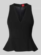 HUGO Slim Fit Blusentop mit Schößchen in Black, Größe 32