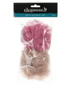 Eleganza Badeschwamm -Set Blau und Pink