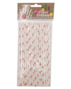 Party Collection Papierstrohhalme Streifen Flamingo   16 stk.