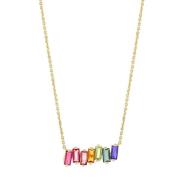 Suzanne Kalan Rainbow Baguette Bar Halskette 14 kt. Gold PN414-YGRBW