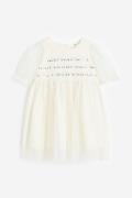 H&M Tüllkleid mit Verzierungen Naturweiß, Kleider in Größe 122. Farbe:...